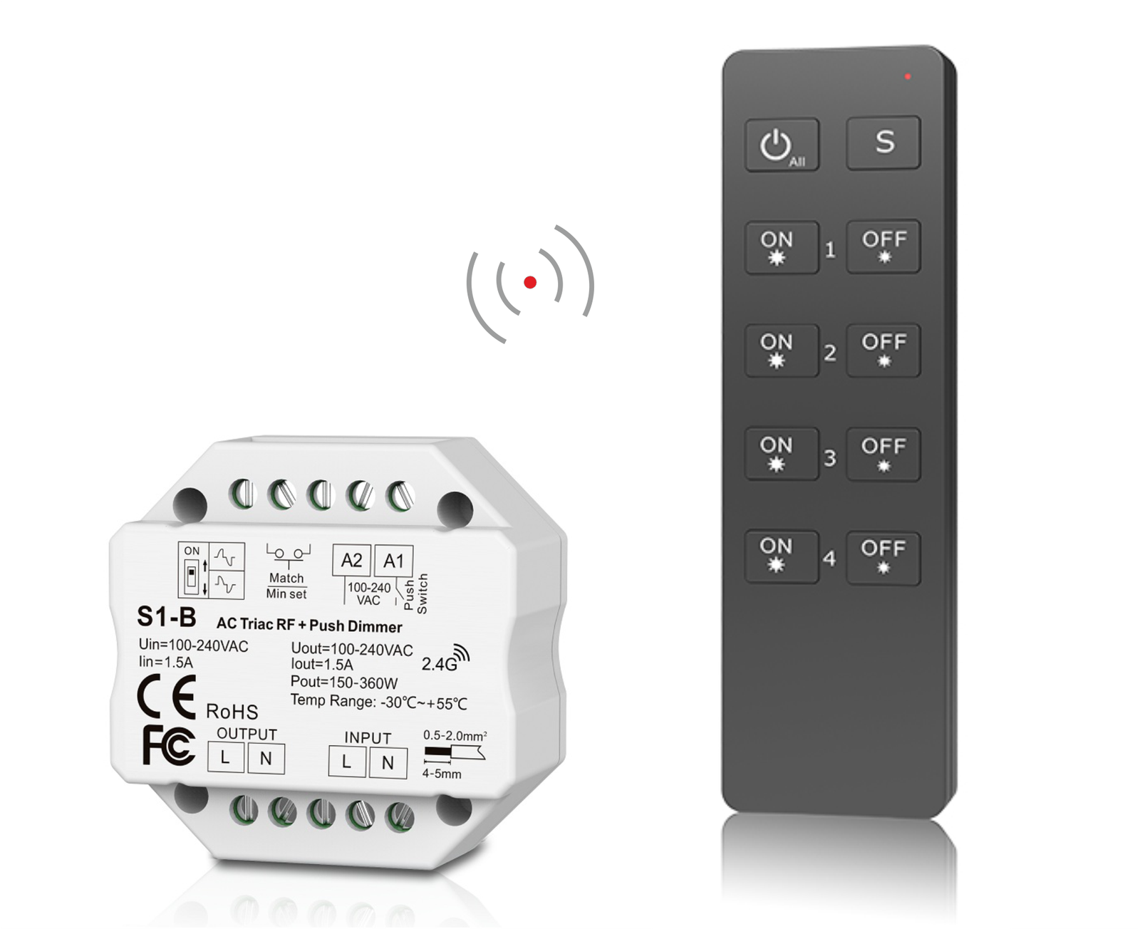 Dimmer with remote control for LED 230V - AC TRIAC S1-B + RU4 - 1000Powers  - More Than 1000 Powers Factory to Power Your Lights